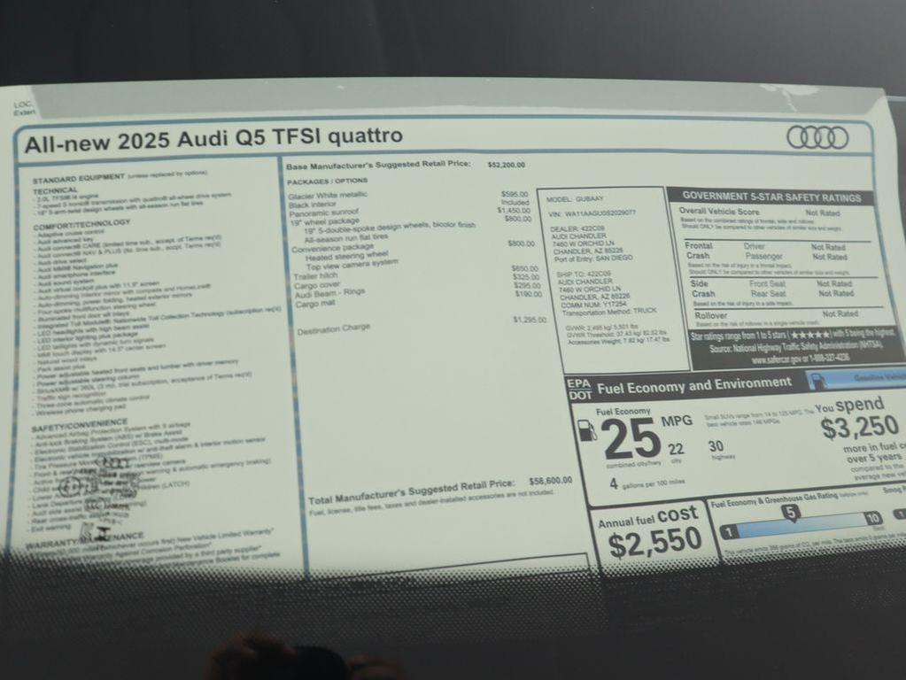 new 2025 Audi Q5 car, priced at $58,600