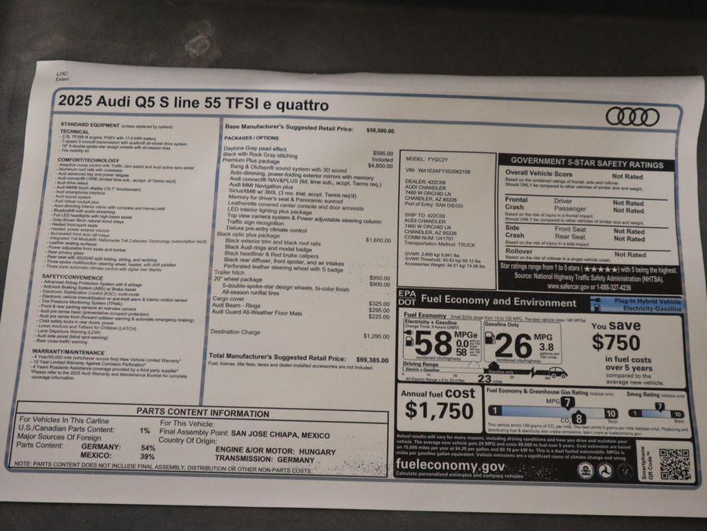 new 2025 Audi Q5 car, priced at $69,385
