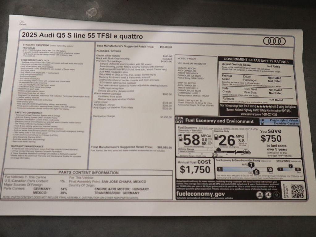 new 2025 Audi Q5 car, priced at $66,985