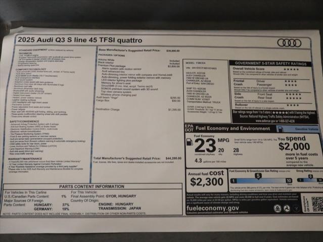 new 2025 Audi Q3 car, priced at $44,280