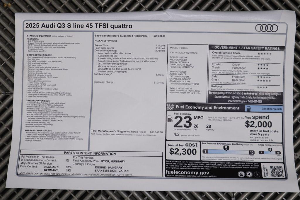 used 2025 Audi Q3 car, priced at $36,990