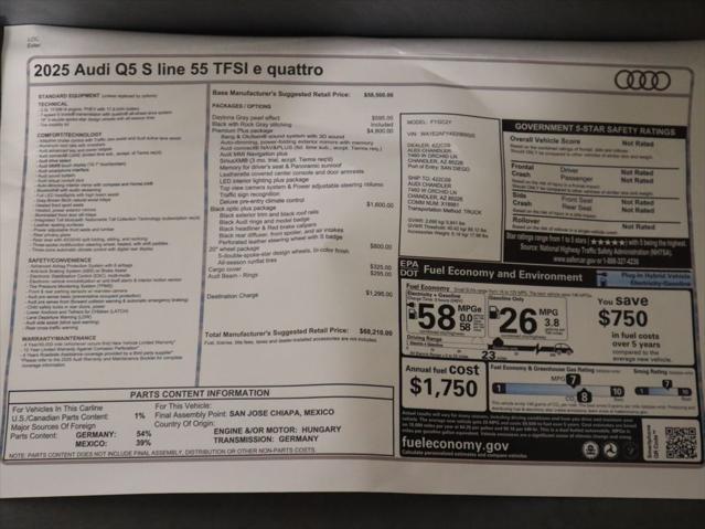 new 2025 Audi Q5 car, priced at $68,210