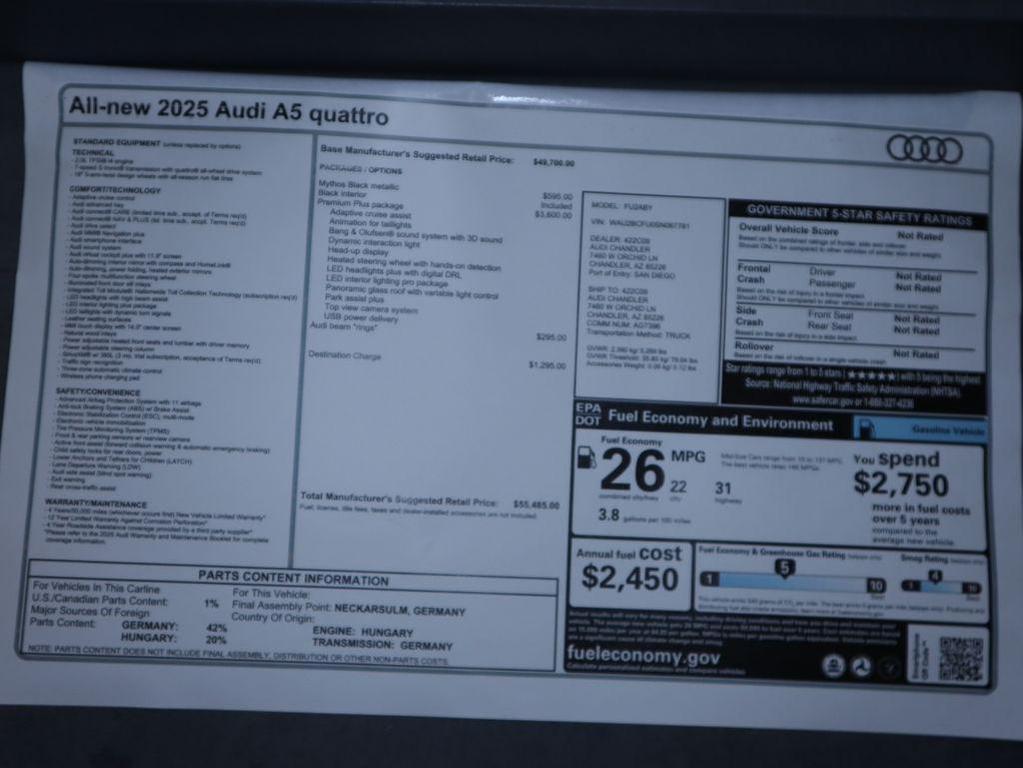 new 2025 Audi A5 car, priced at $55,485