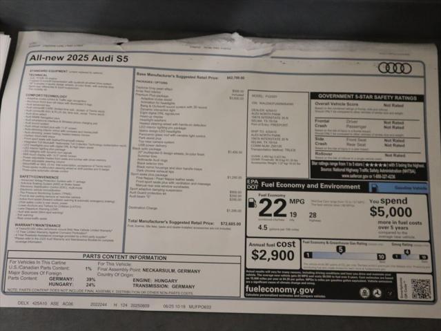 new 2025 Audi S5 car, priced at $72,685