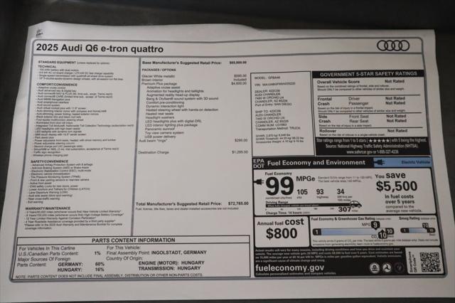 new 2025 Audi Q6 e-tron car, priced at $72,785