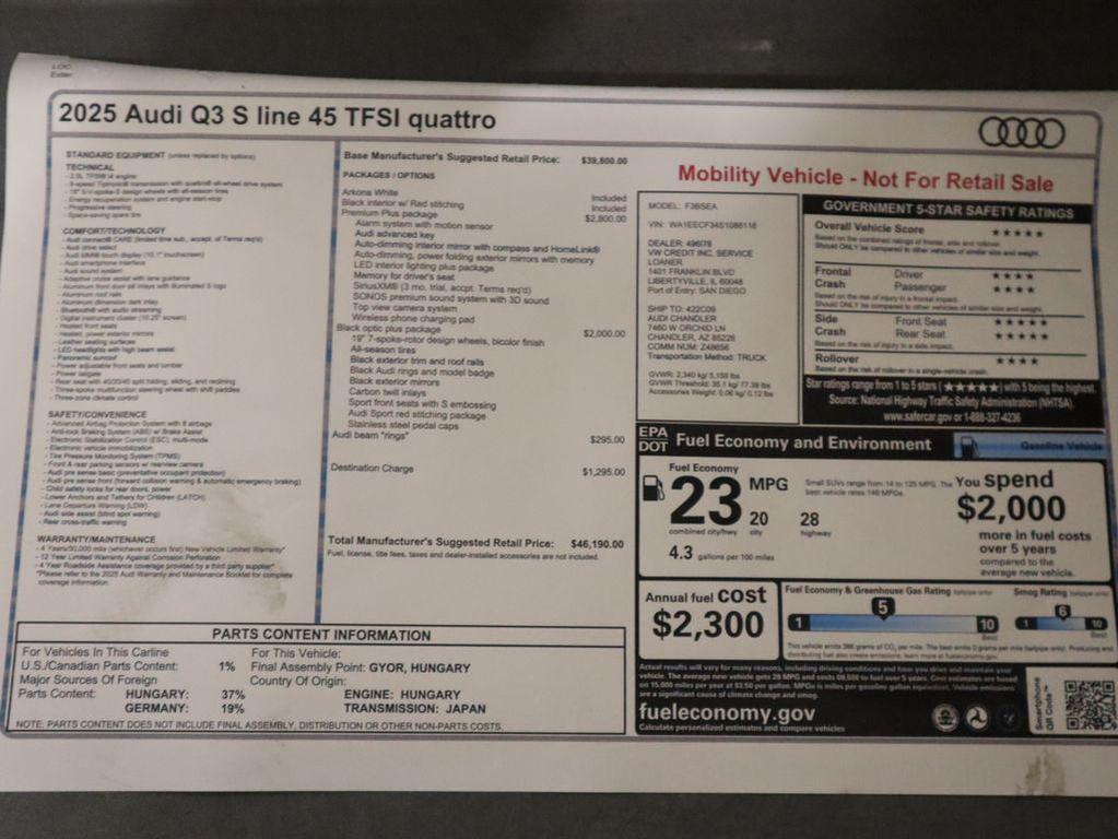 used 2025 Audi Q3 car, priced at $46,190