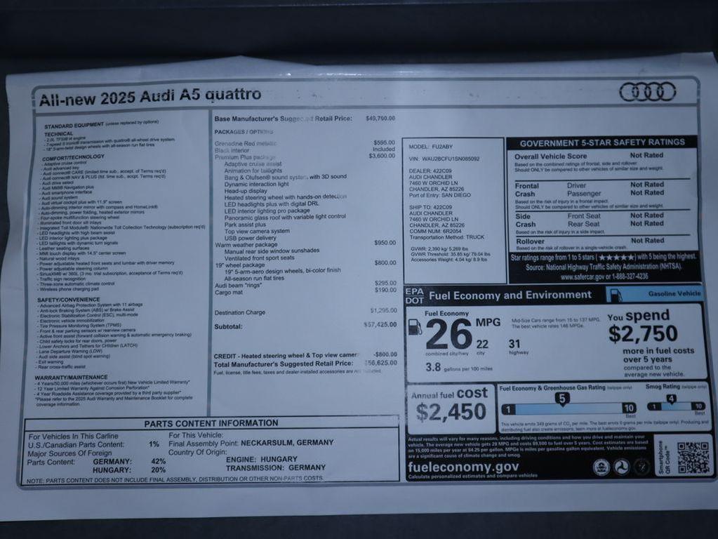 new 2025 Audi A5 car, priced at $56,625