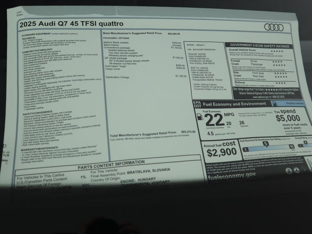 used 2025 Audi Q7 car, priced at $50,992