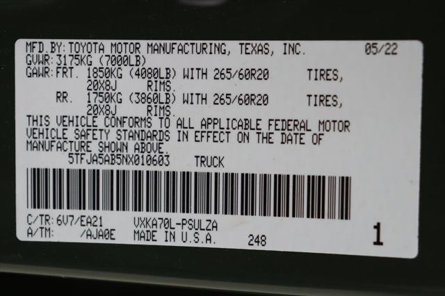 used 2022 Toyota Tundra car, priced at $38,977