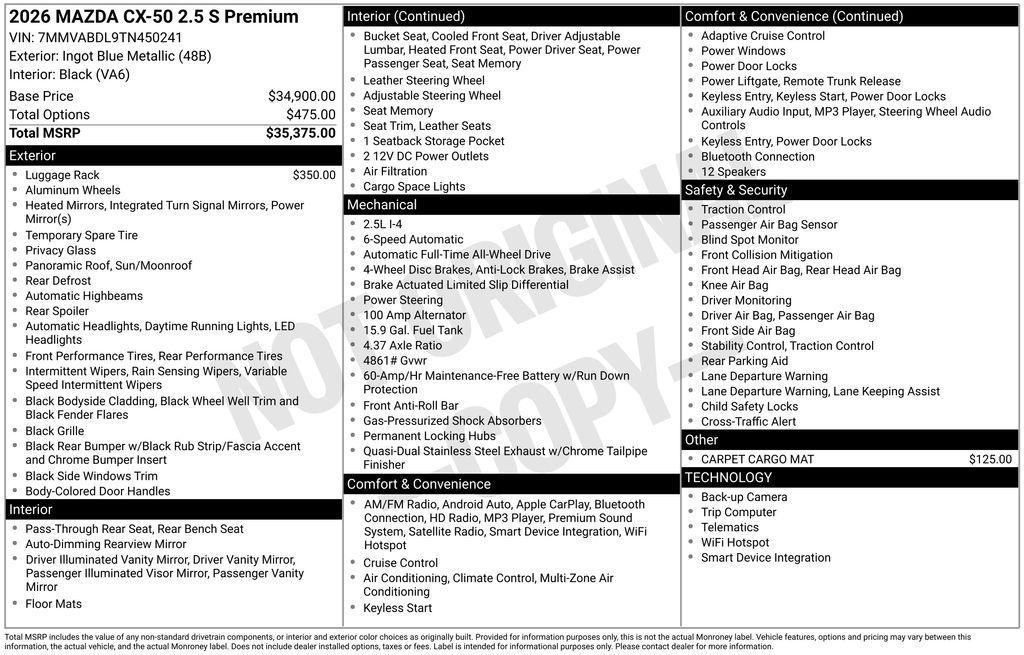 new 2026 Mazda CX-50 car