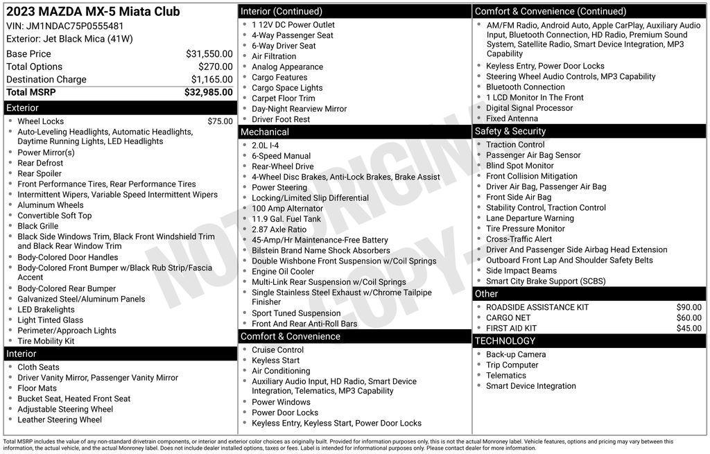 used 2023 Mazda MX-5 Miata car, priced at $28,998