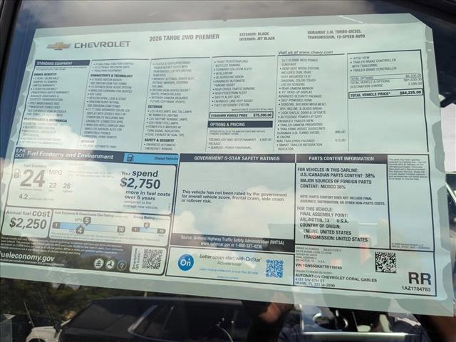 new 2026 Chevrolet Tahoe car, priced at $84,225