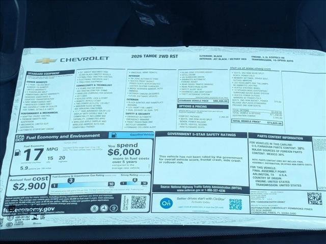 new 2026 Chevrolet Tahoe car, priced at $73,625