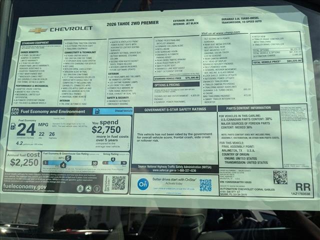 new 2026 Chevrolet Tahoe car, priced at $84,225