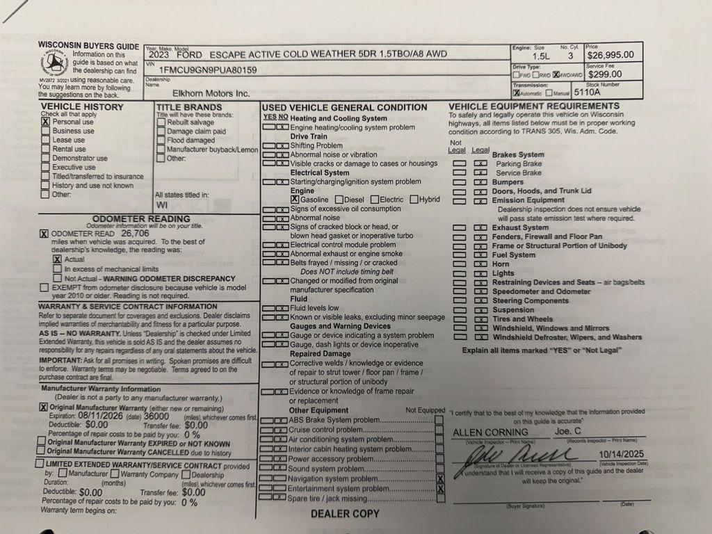 used 2023 Ford Escape car, priced at $24,995
