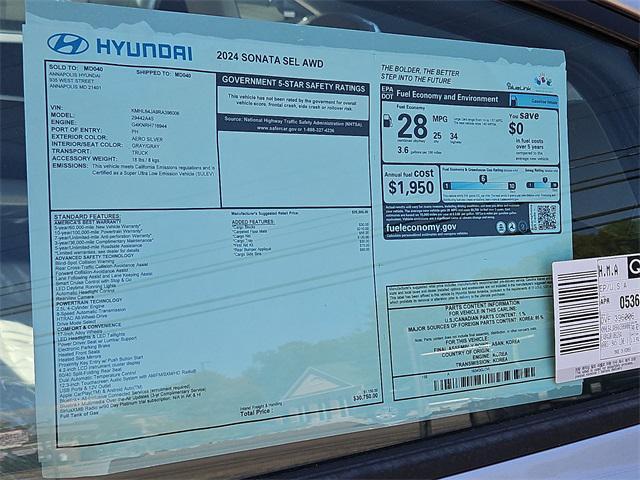 new 2024 Hyundai Sonata car, priced at $27,004