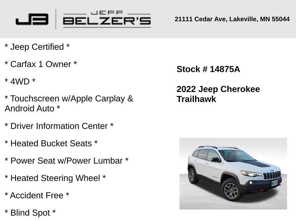 used 2022 Jeep Cherokee car, priced at $28,392