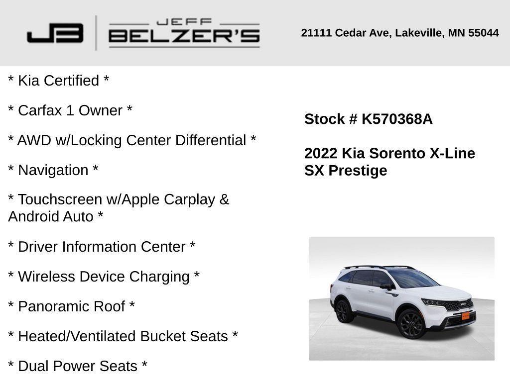 used 2022 Kia Sorento car, priced at $32,236