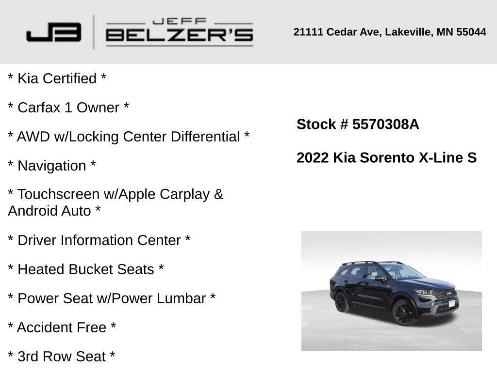 used 2022 Kia Sorento car, priced at $29,897