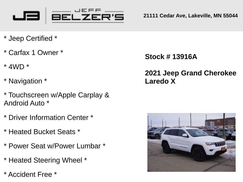 used 2021 Jeep Grand Cherokee car, priced at $25,588