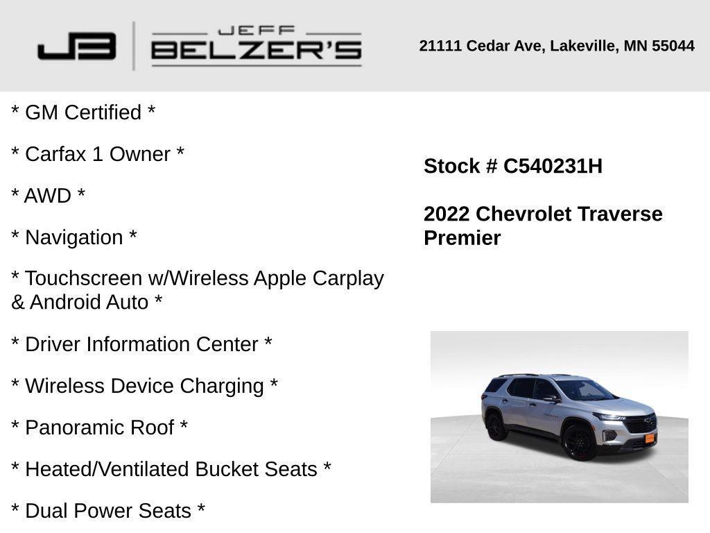 used 2022 Chevrolet Traverse car, priced at $35,118