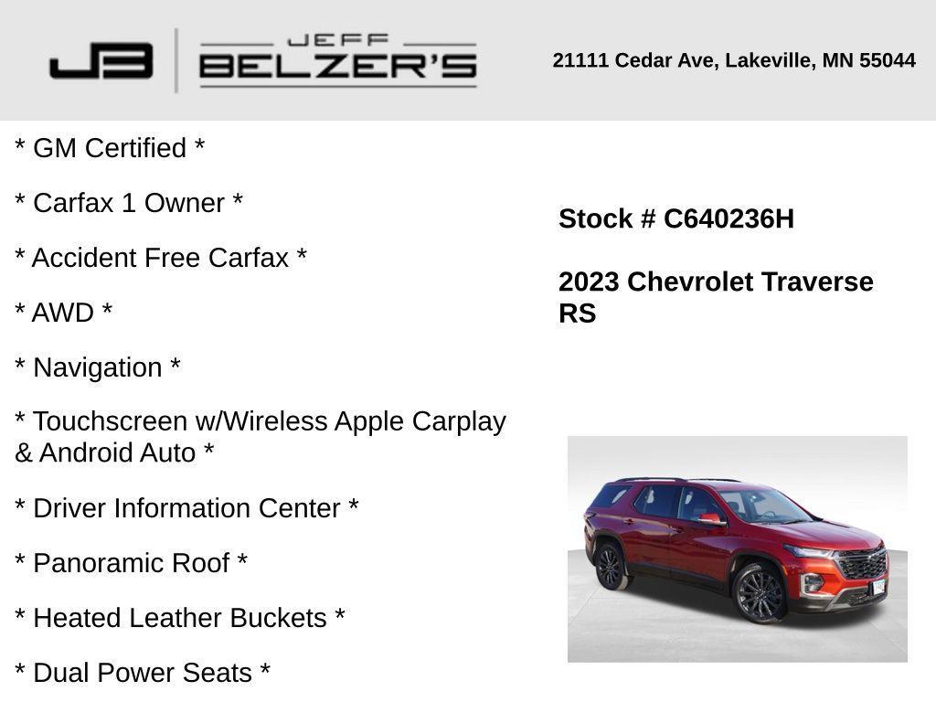 used 2023 Chevrolet Traverse car, priced at $33,987