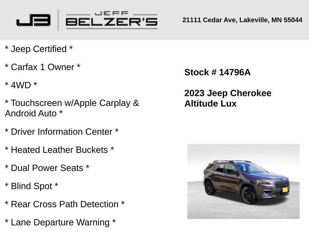 used 2023 Jeep Cherokee car, priced at $21,694
