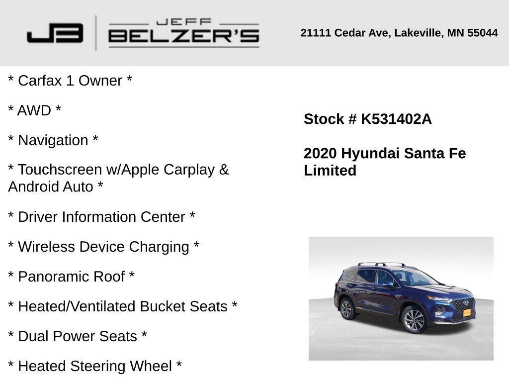 used 2020 Hyundai Santa Fe car, priced at $22,428
