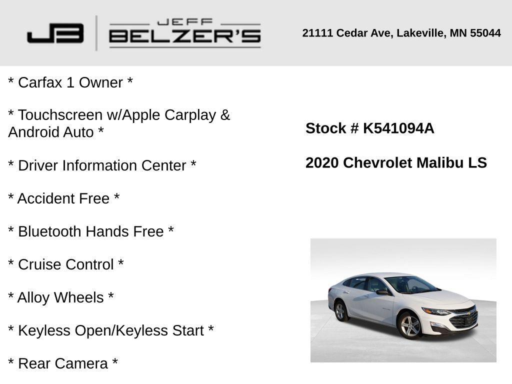 used 2020 Chevrolet Malibu car, priced at $14,974