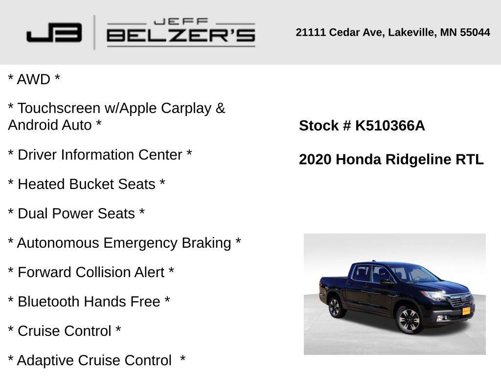 used 2020 Honda Ridgeline car, priced at $25,987