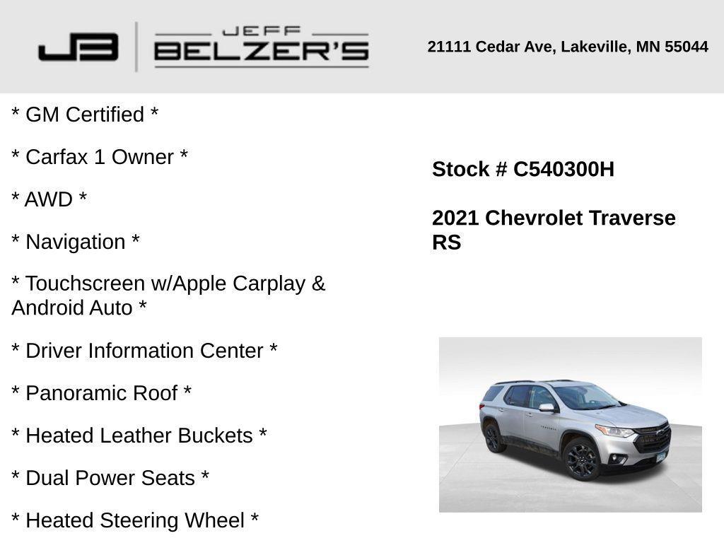used 2021 Chevrolet Traverse car, priced at $31,986