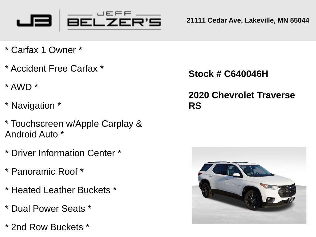 used 2020 Chevrolet Traverse car, priced at $22,892