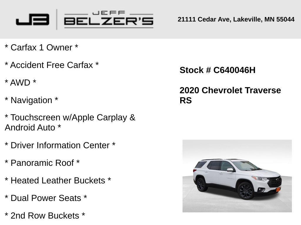 used 2020 Chevrolet Traverse car, priced at $20,774