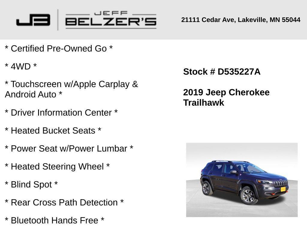 used 2019 Jeep Cherokee car, priced at $22,989