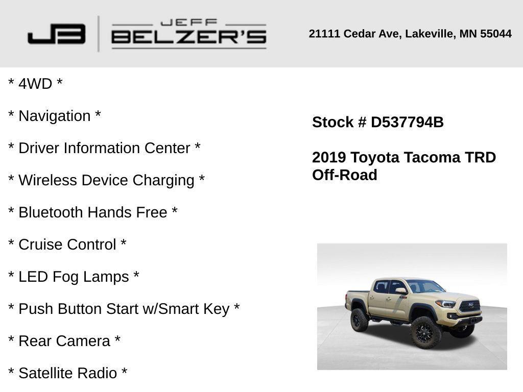 used 2019 Toyota Tacoma car, priced at $34,898