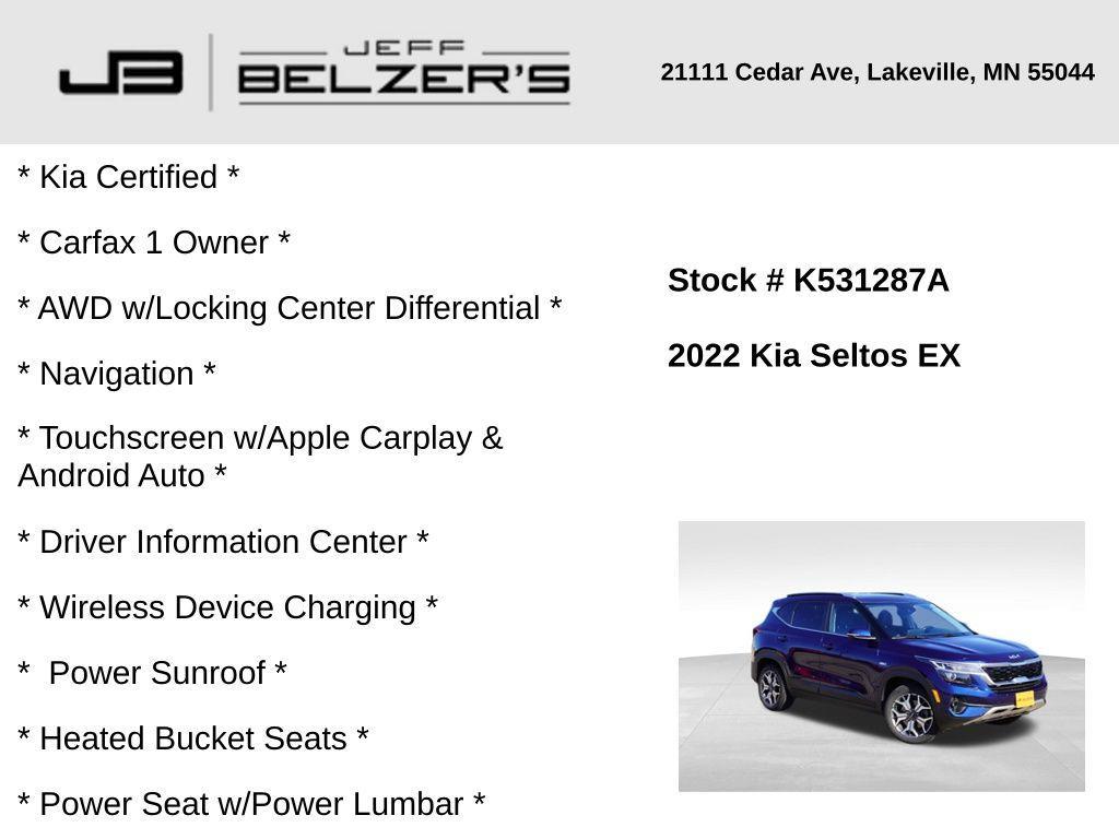 used 2022 Kia Seltos car, priced at $22,320