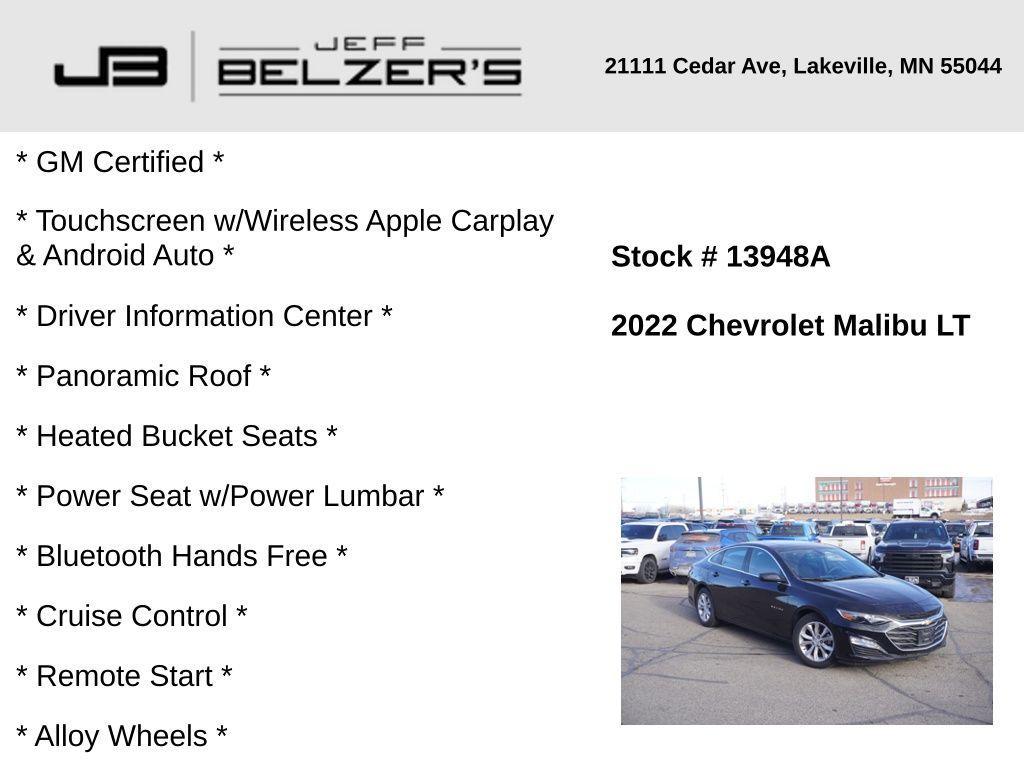 used 2022 Chevrolet Malibu car, priced at $17,323