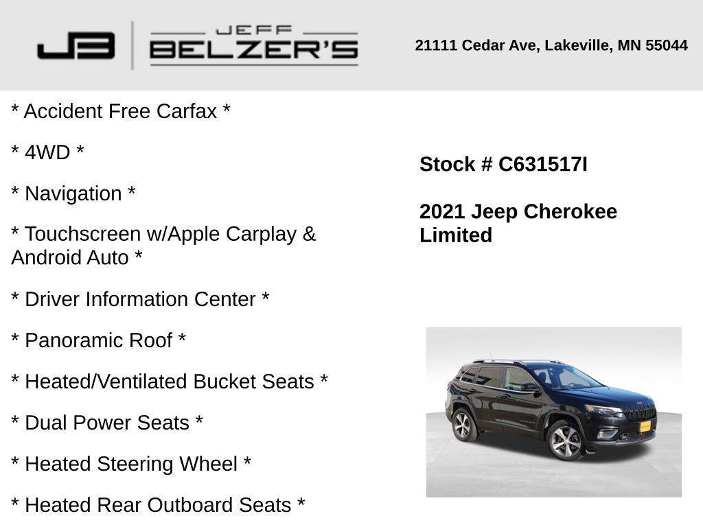 used 2021 Jeep Cherokee car, priced at $19,744