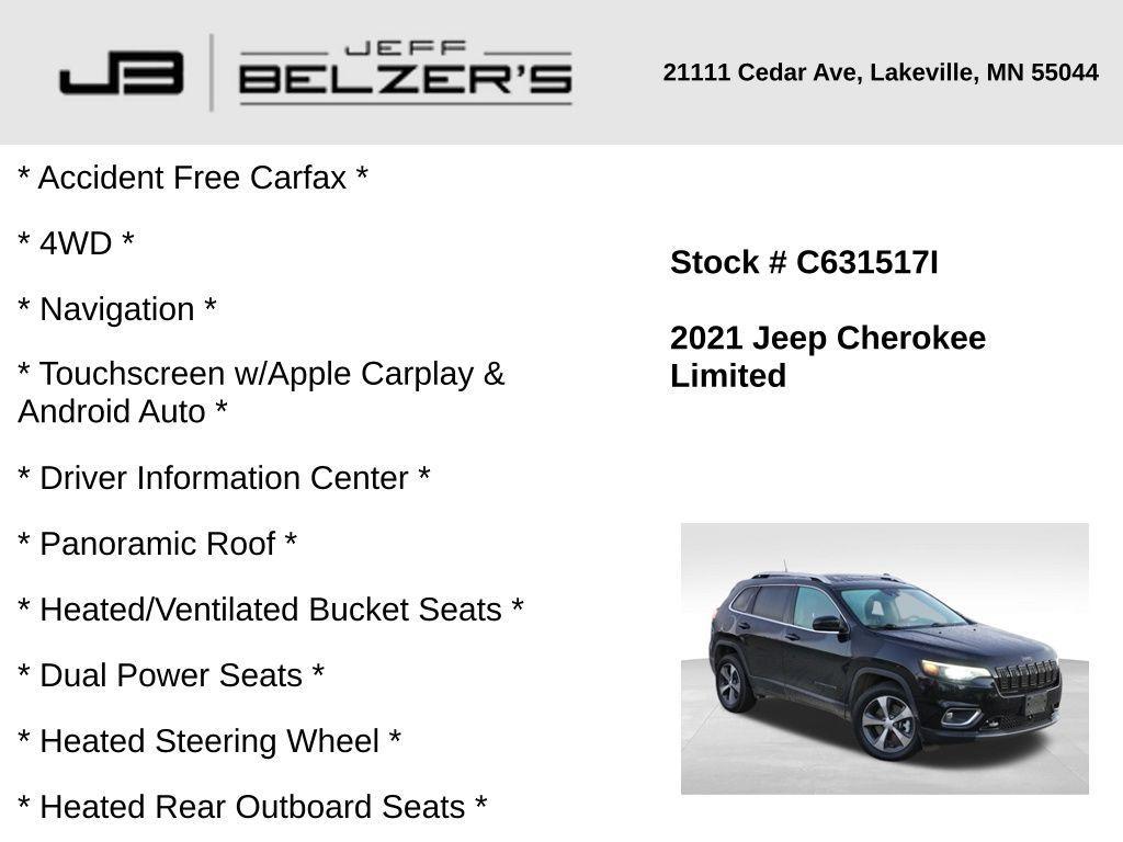used 2021 Jeep Cherokee car, priced at $19,987