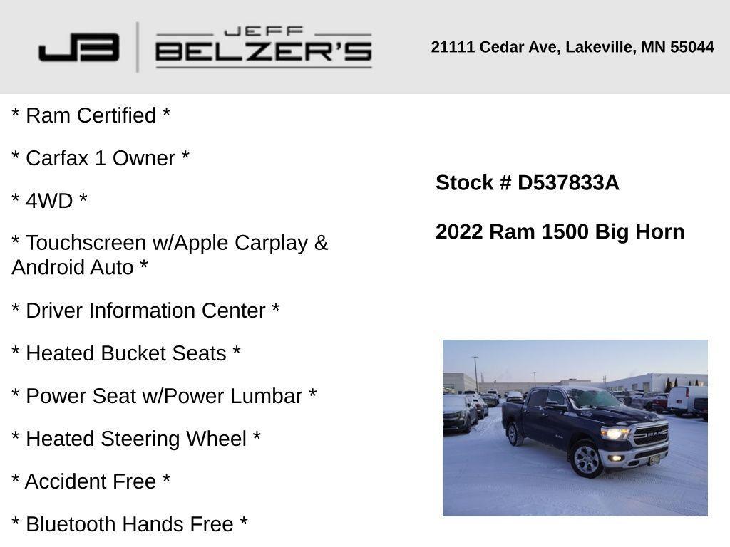 used 2022 Ram 1500 car, priced at $36,436