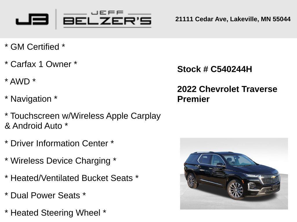used 2022 Chevrolet Traverse car, priced at $34,927