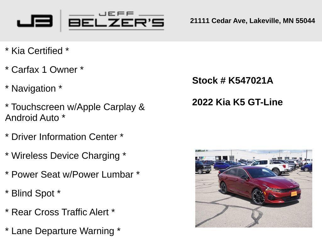 used 2022 Kia K5 car, priced at $21,444