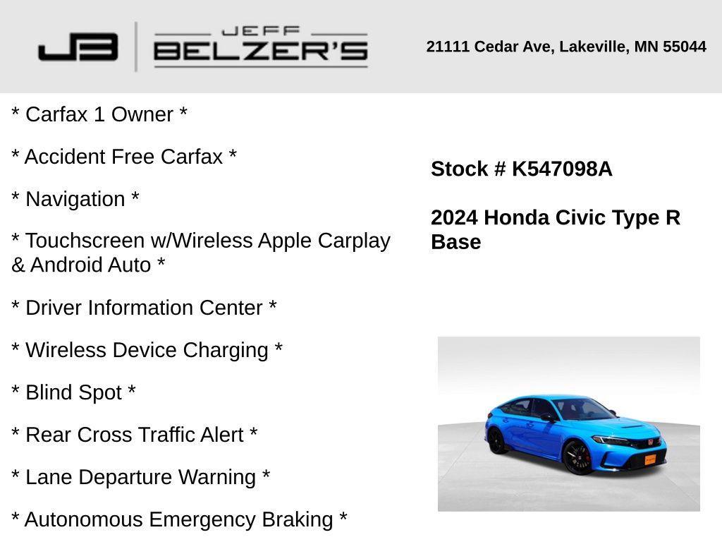 used 2024 Honda Civic Type R car, priced at $43,575