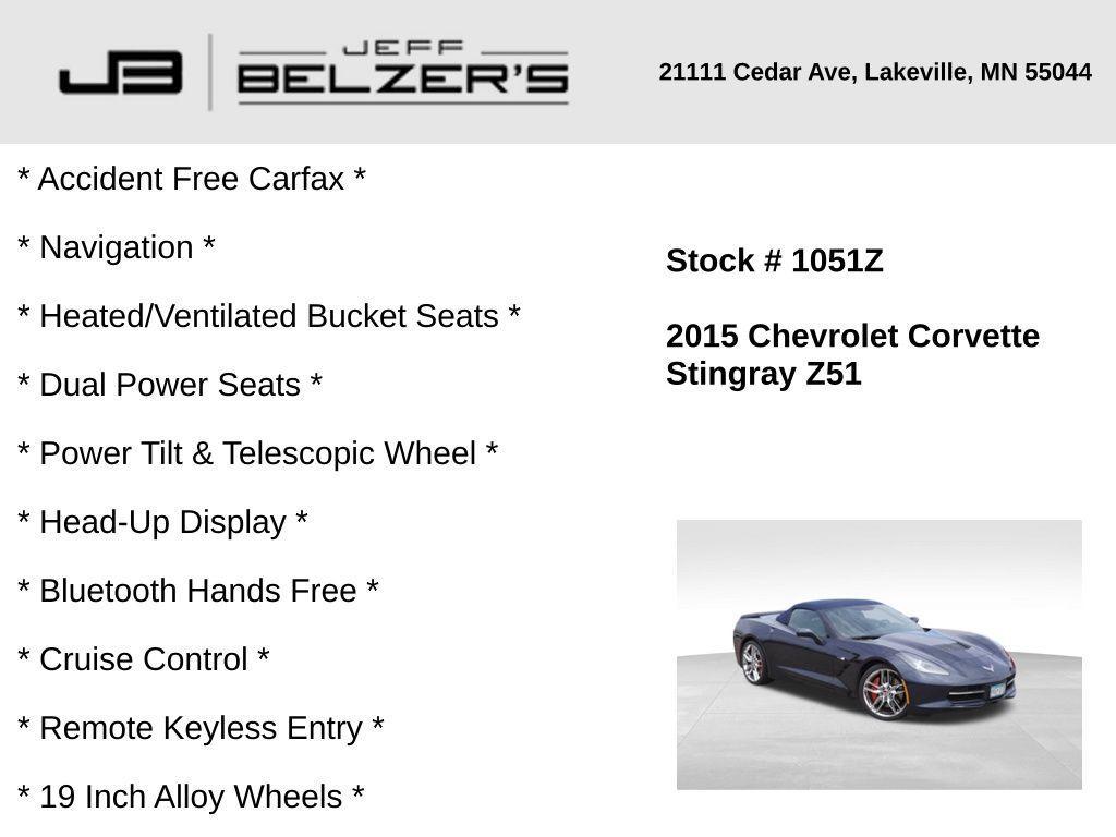 used 2015 Chevrolet Corvette car, priced at $47,597