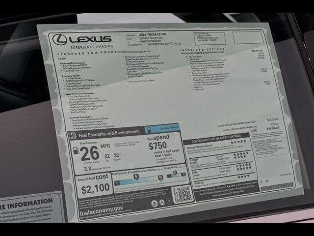 new 2024 Lexus ES 350 car, priced at $49,365