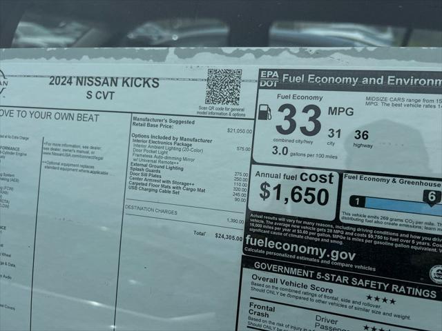 new 2024 Nissan Kicks car, priced at $22,319