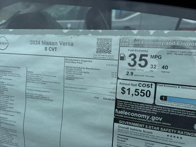 new 2024 Nissan Versa car, priced at $19,879