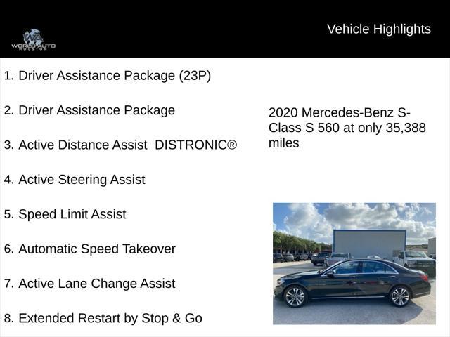 used 2020 Mercedes-Benz S-Class car, priced at $54,995