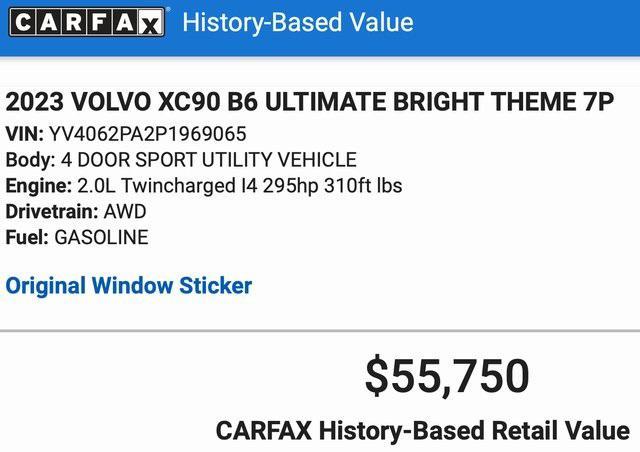 used 2023 Volvo XC90 car, priced at $50,491