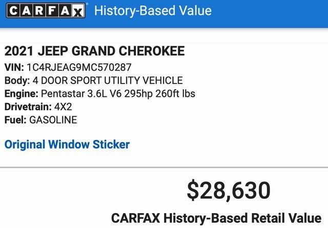 used 2021 Jeep Grand Cherokee car, priced at $26,236
